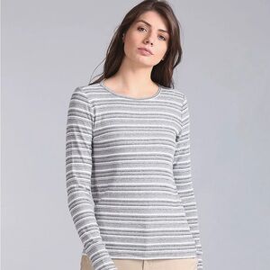 GAP Large Tall Feather Tee Ribbed Crewneck Multi-Stripe Glitter T-Shirt